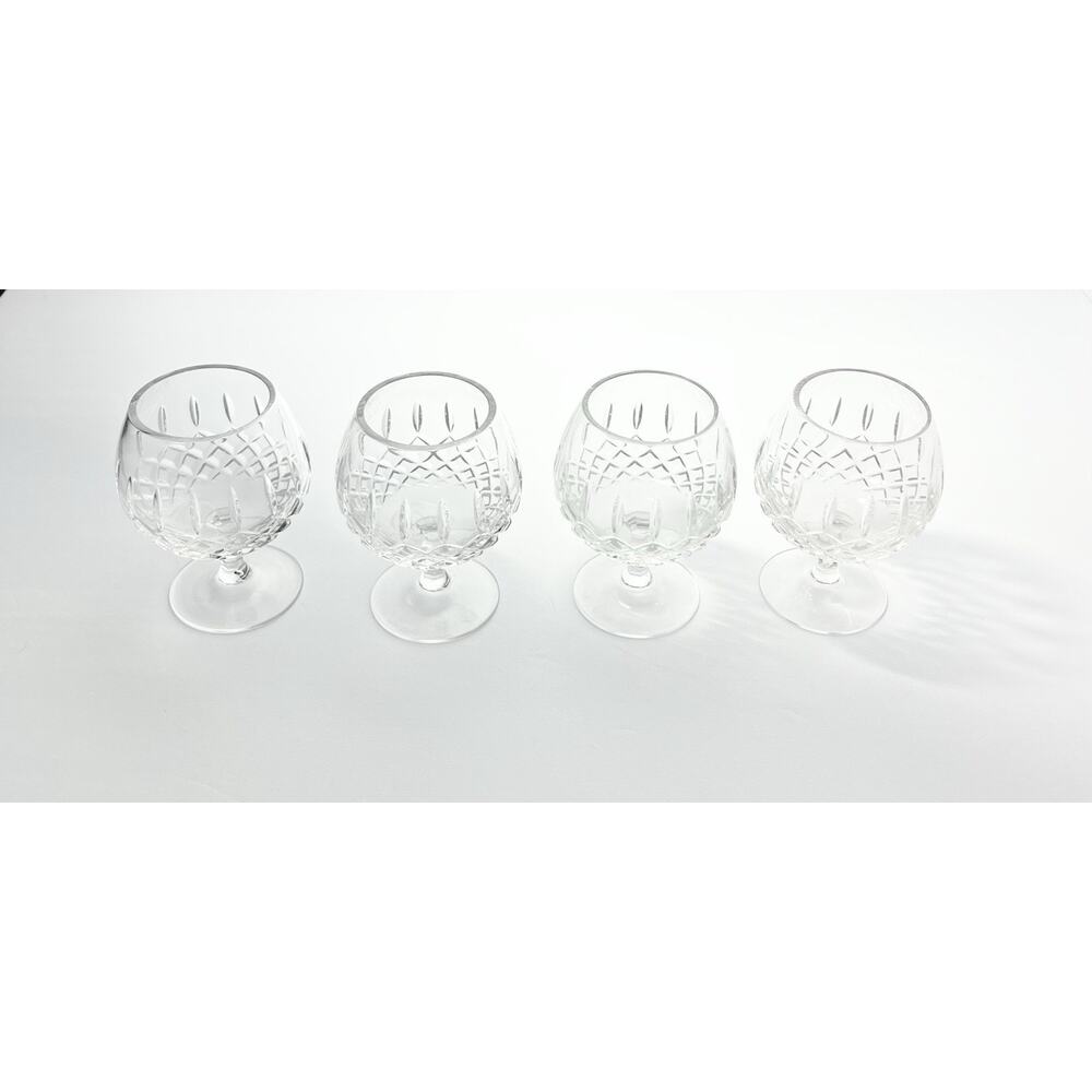 1980s 4 Vintage Crystal Brandy Snifter Glasses 4.5” 8oz Crisscross Cuts Barware - Picture 3 of 7